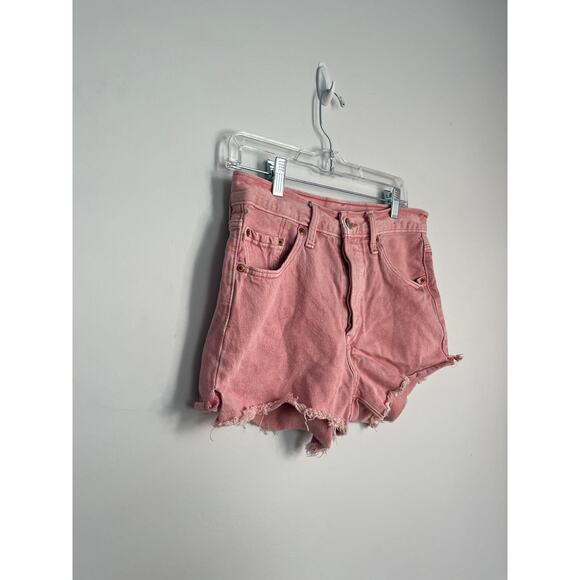 Levis 501 Cutoff Shorts Women Large Pink Frayed Hem Distressed Denim - Picture 6 of 6